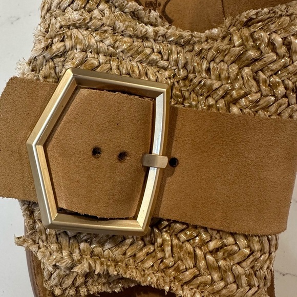 FANTASY SANDALS Tan and Gold Comfort Sandals with Metallic Straps - Picture 15 of 15